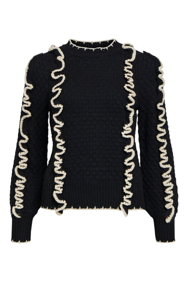 Object Jersey volantes a contraste Negro