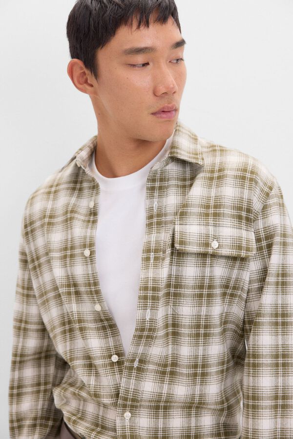 Cortefiel Camisa de flanela com padr&atilde;o de xadrez Verde
