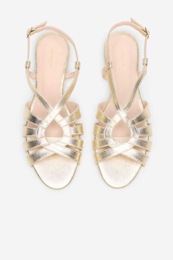 Cortefiel Sandalia plana piel Dorado