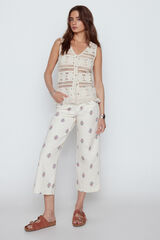 Slowlove  Cal&ccedil;as Palazzo estampado Ecru