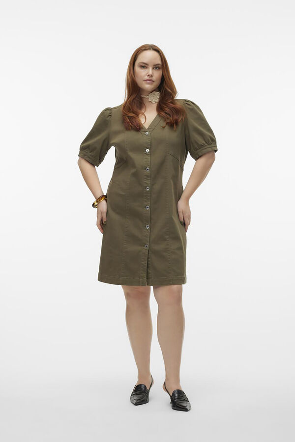 Vero Moda Curve Vestido corto denim talla grande Kaki