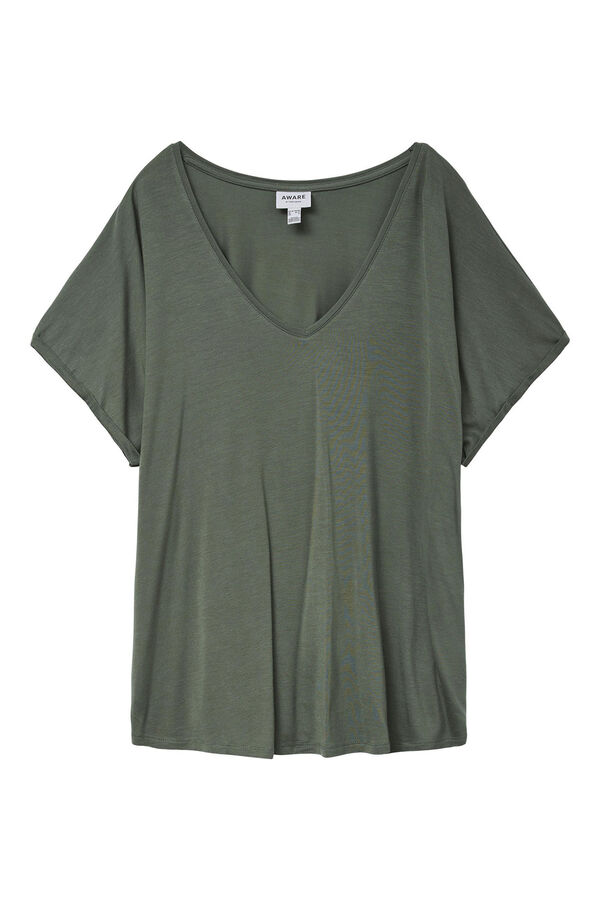 Vero Moda Curve Camiseta básica com gola bico size Verde