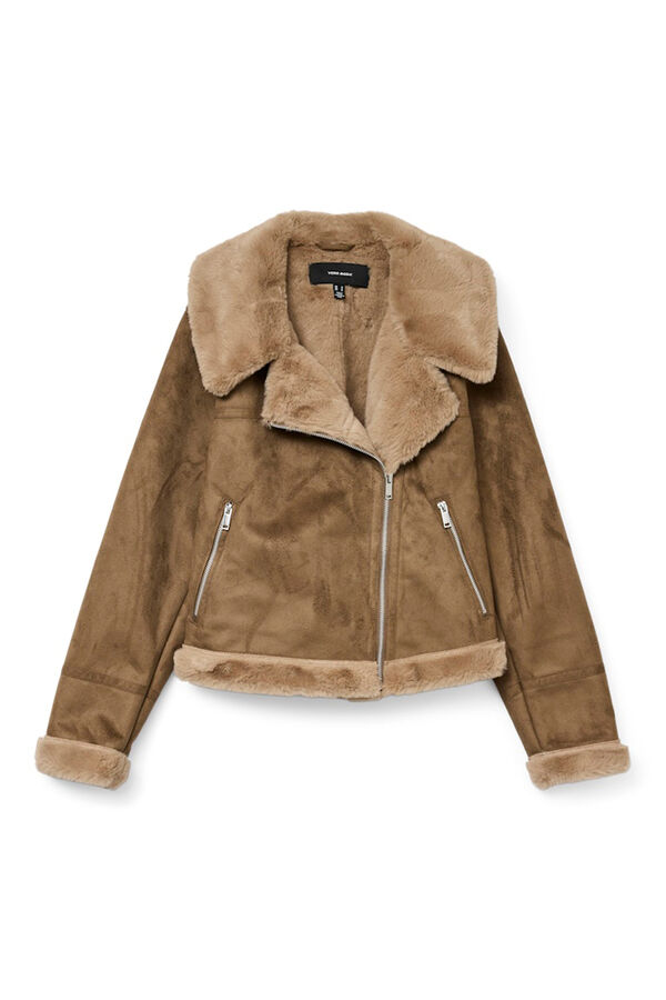 Vero Moda Blus&atilde;o de veludo com fecho-&eacute;clair para mulher Castanho