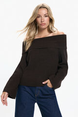 Vero Moda Jersey hombros descubiertos Marr&oacute;n oscuro