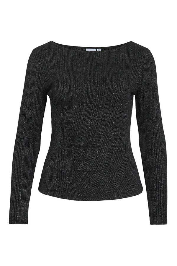 Vila Top de manga larga con glitter Negro
