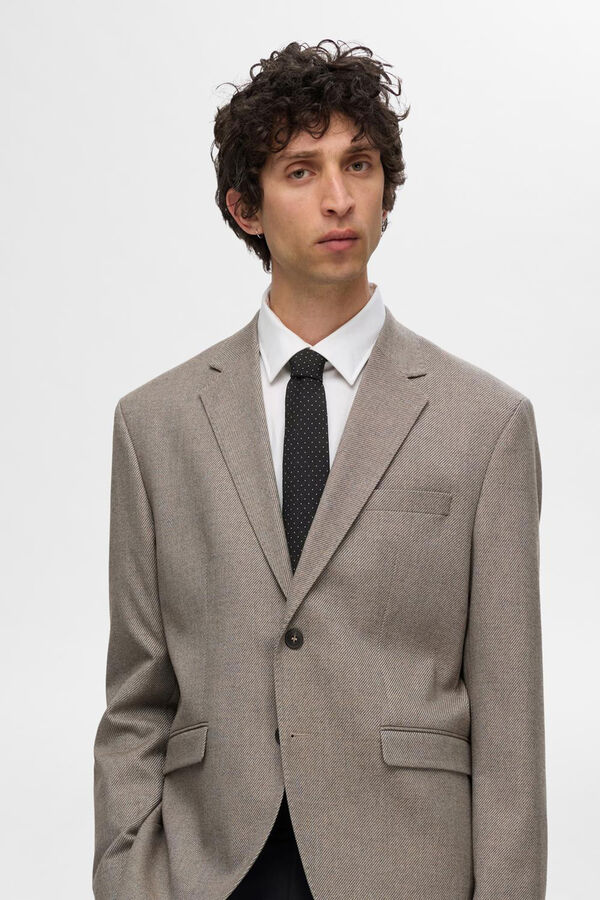 Selected Corbata de puntitos 100% lana. Preto