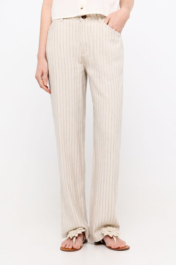 Cortefiel Cal&ccedil;as riscas soft Ecru