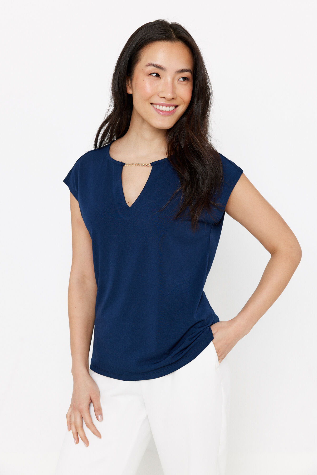 Cortefiel Top de punto detalle cadena