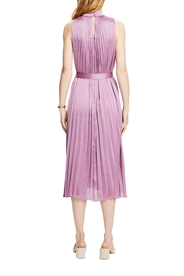 Esprit Vestido midi plisado sin mangas Lila