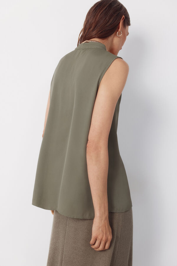 Cortefiel Blusa fluida com pregas Verde
