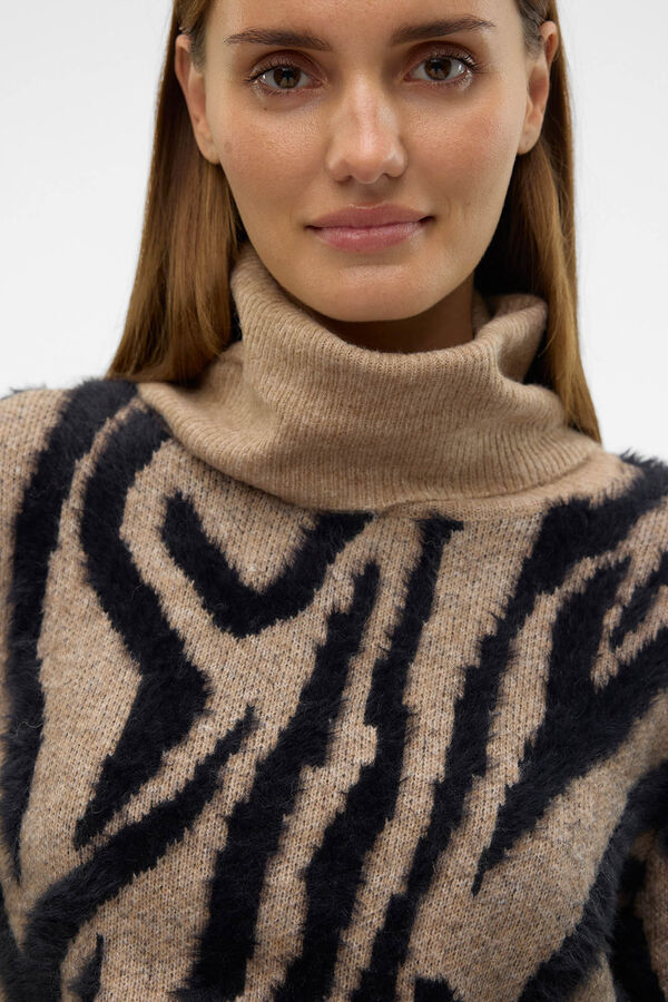 Vero Moda Jersey de cuello vuelto Marr&oacute;n