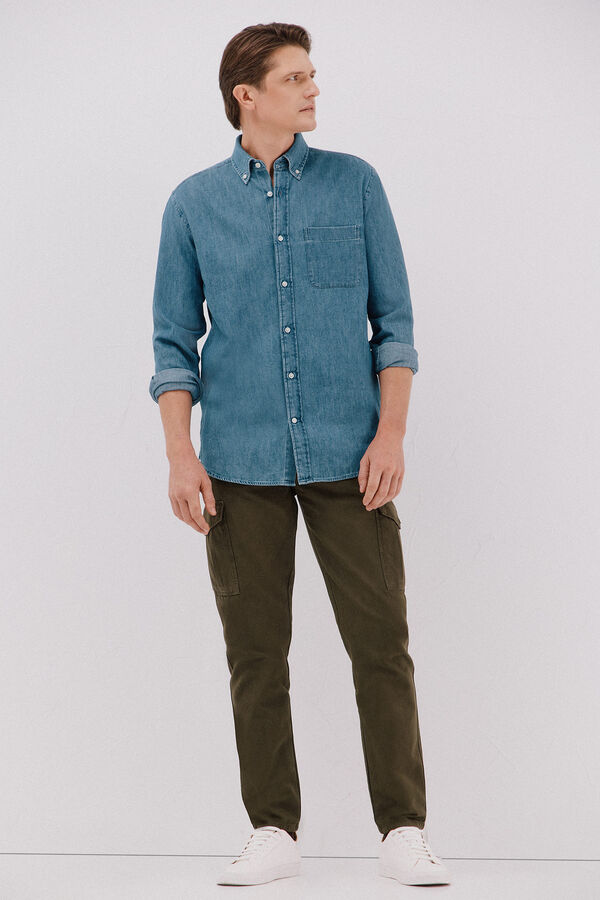 Cortefiel Camisa vaquera Azul marino