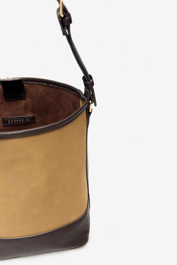 Cortefiel Bolsa hobo bimaterial Castanho