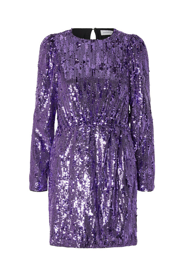 Selected Femme Vestido curto de lantejoulas feito com materiais reciclados. Roxo