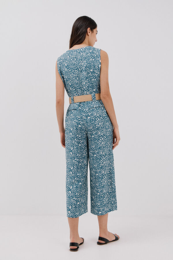 Cortefiel Mono con cinturón Estampado azul