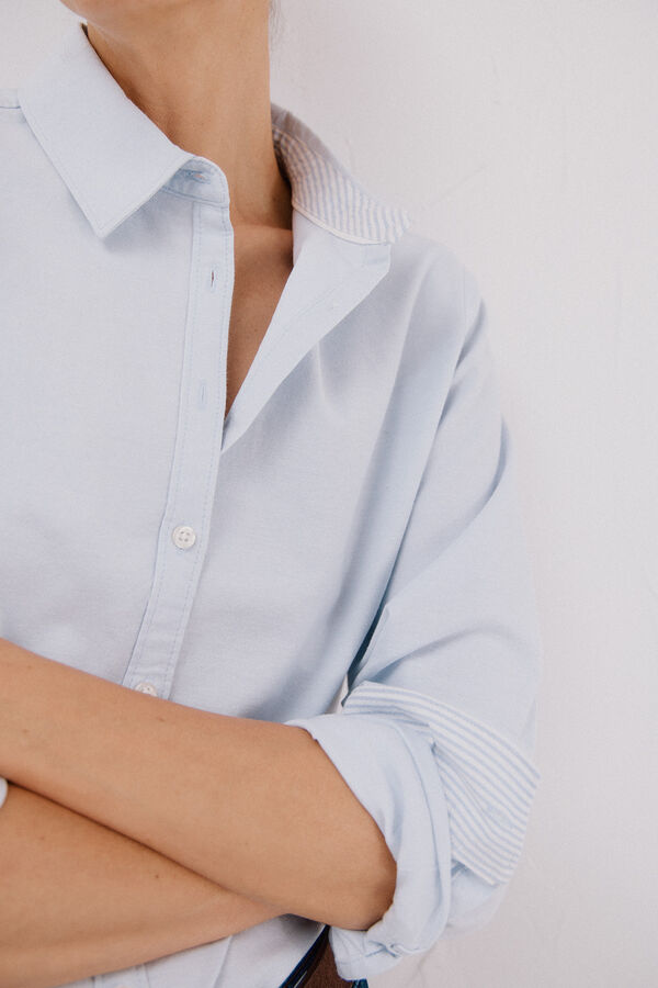 Cortefiel Camisa Algod&oacute;n Sostenible Azul