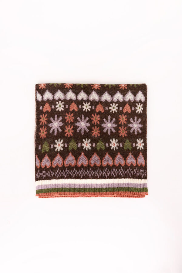 Slowlove Cachecol de cora&ccedil;&atilde;o Castanho