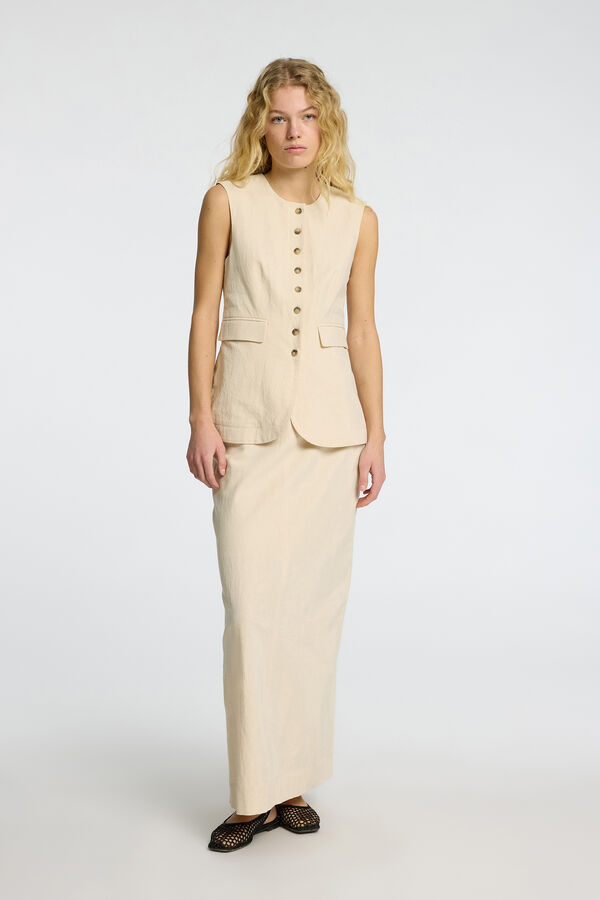 Selected Femme Saia midi de linho Cinzento