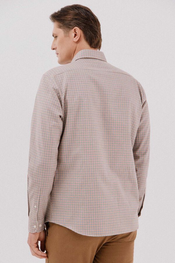 Cortefiel Camisa twill cuadros Estampado naranja
