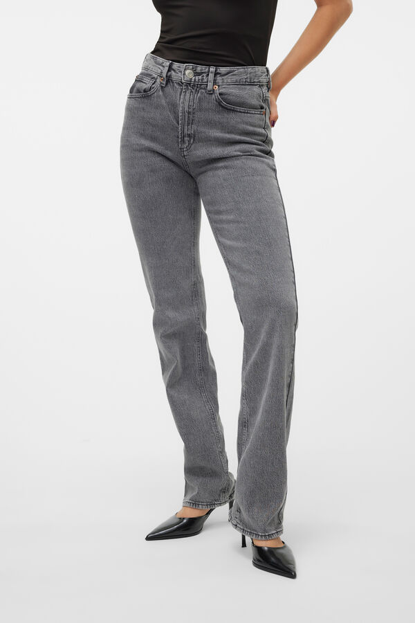 Vero Moda Vaquero recto tiro alto Gris