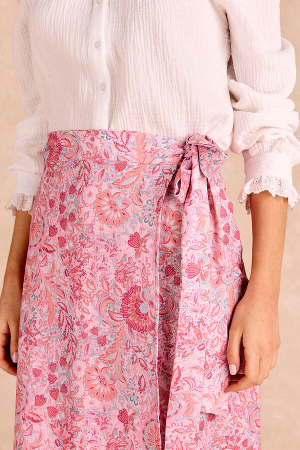 Pol&iacute;n Et Moi Falda flores Lisa Rosa