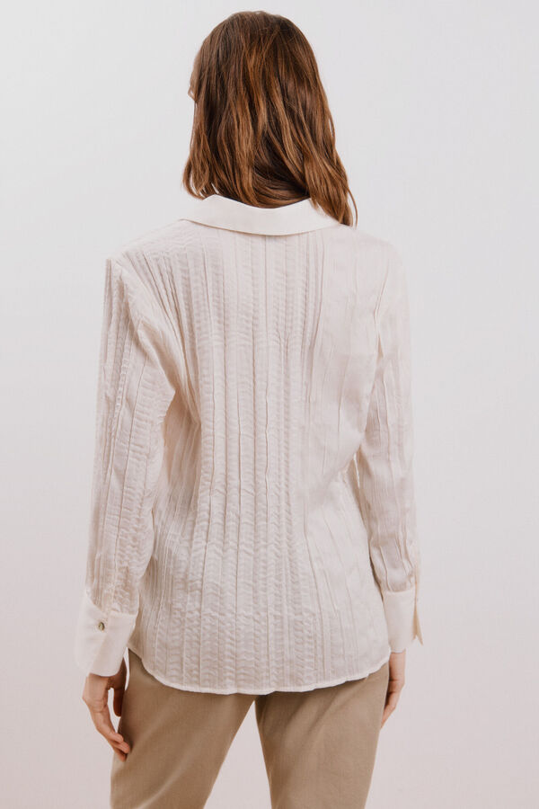 Cortefiel Camisa lisa satinada Blanco