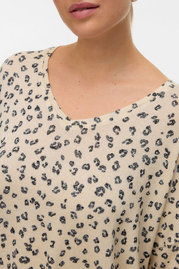 Vero Moda Curve T-shirt manga comprida tamanho grande Tostado