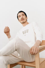 OOTO Sudadera cuello redondo con logo Marfil