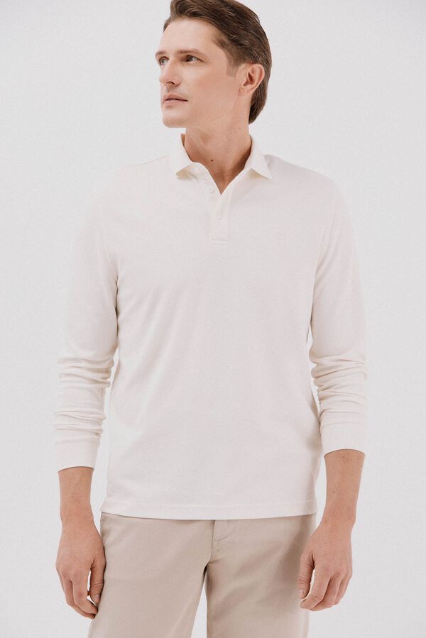 Cortefiel Polo refinado manga larga Blanco