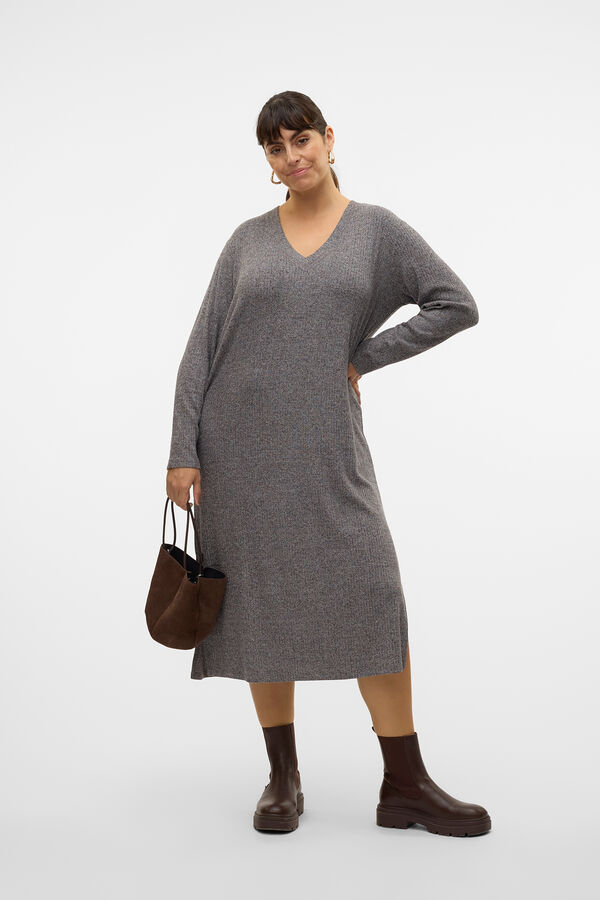 Vero Moda Curve Vestido midi em malha Plus Size Cinzento