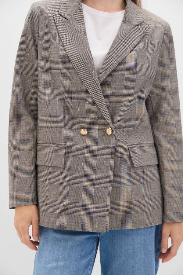 Cortefiel Blazer cuadros con brillo Estampado gris