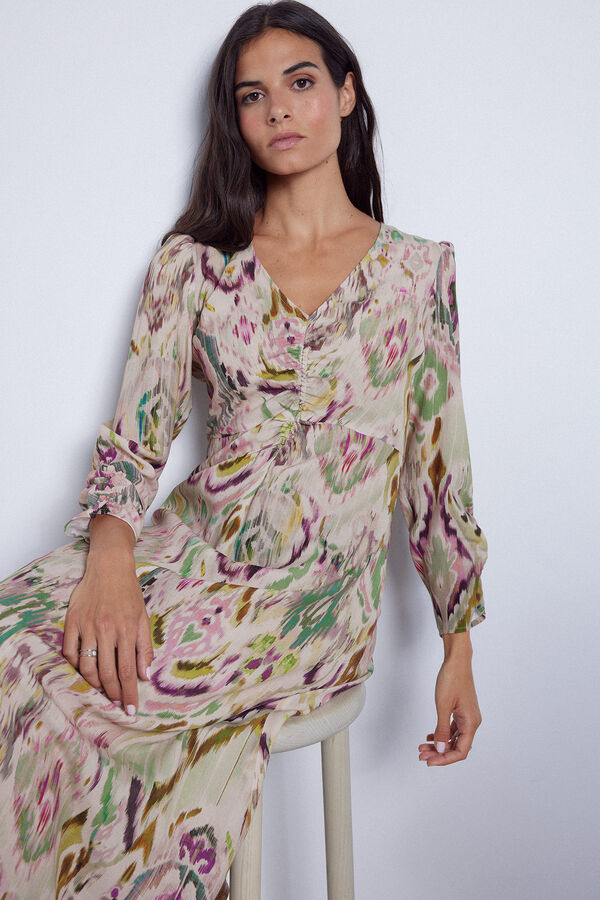 Slowlove Vestido estampado escote pico Multicolor