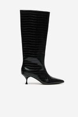 Cortefiel Bota de salto gatinho com efeito coco Preto