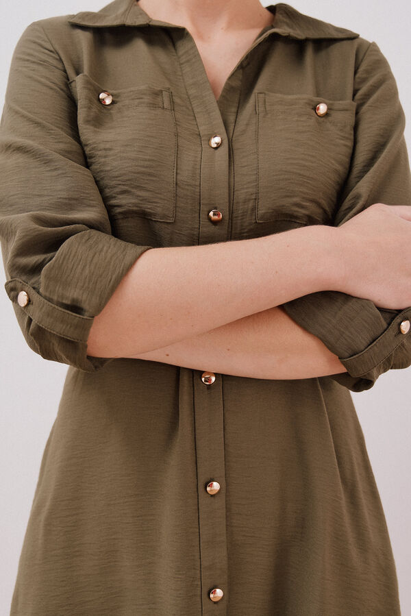 Cortefiel Vestido camiseiro cinto Verde