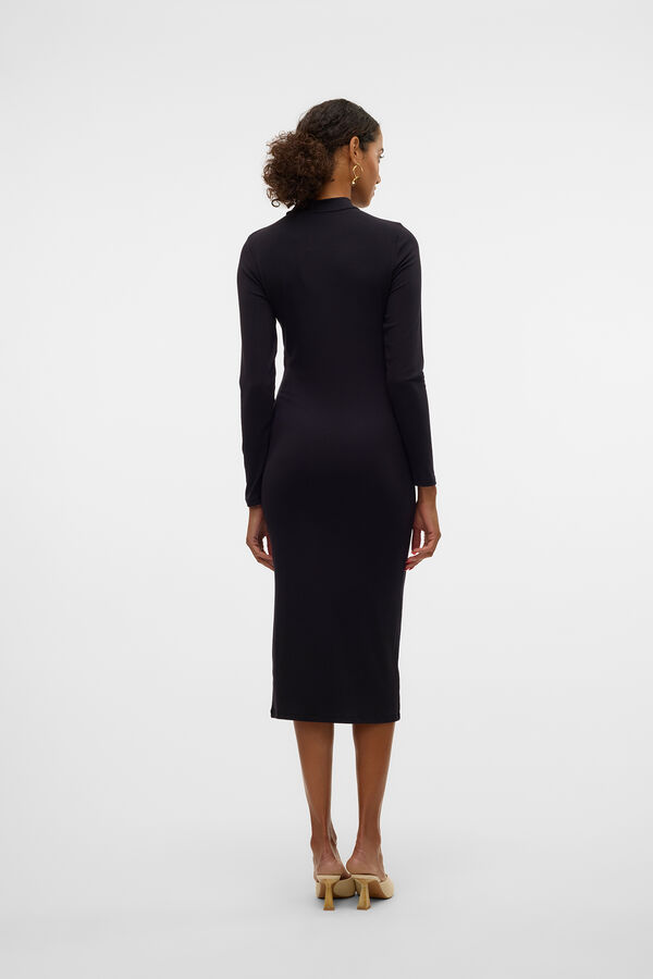 Vero Moda Vestido midi de manga comprida  Preto