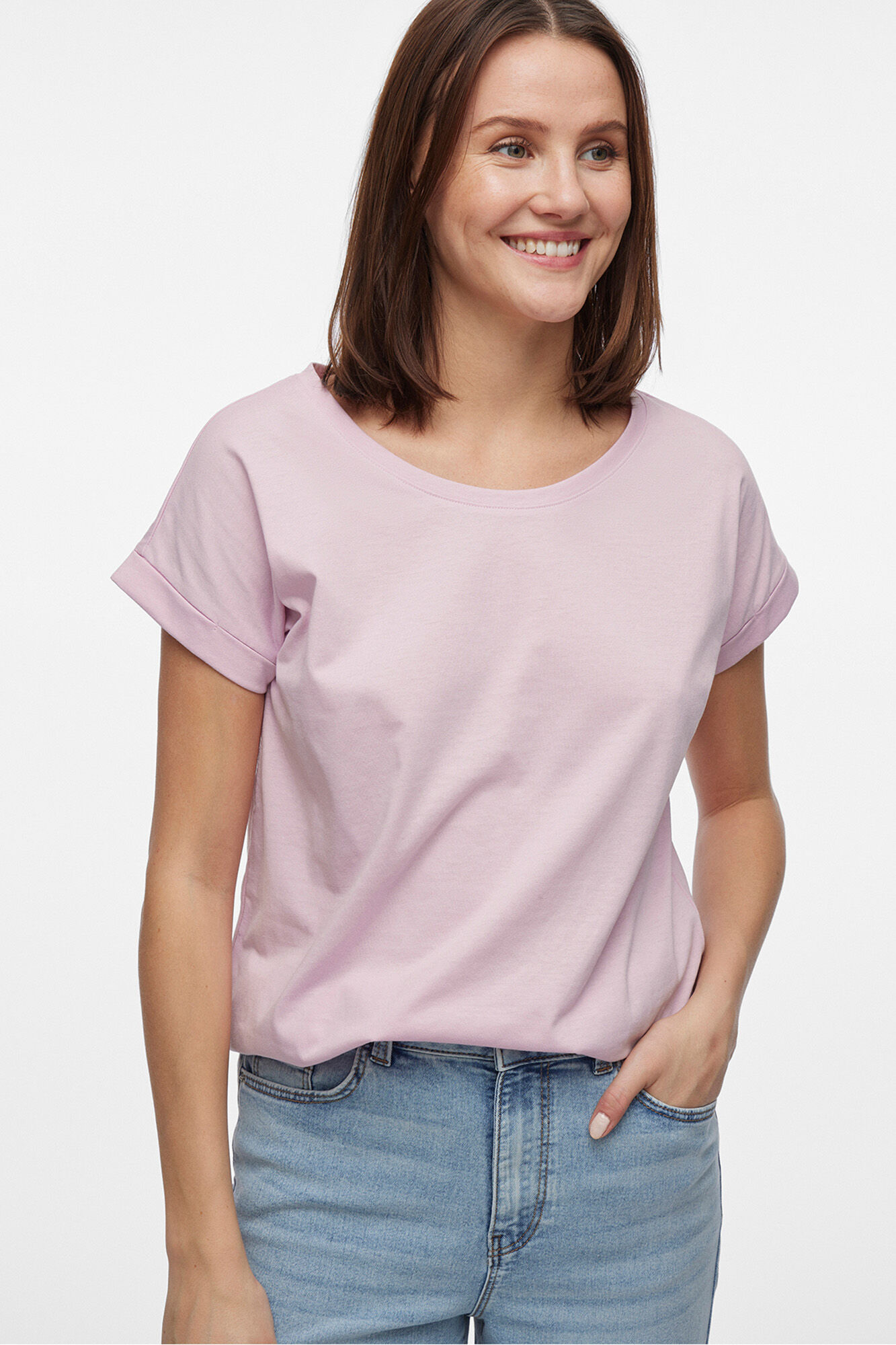 Vila T-shirt manga curta em algod&atilde;o org&acirc;nico