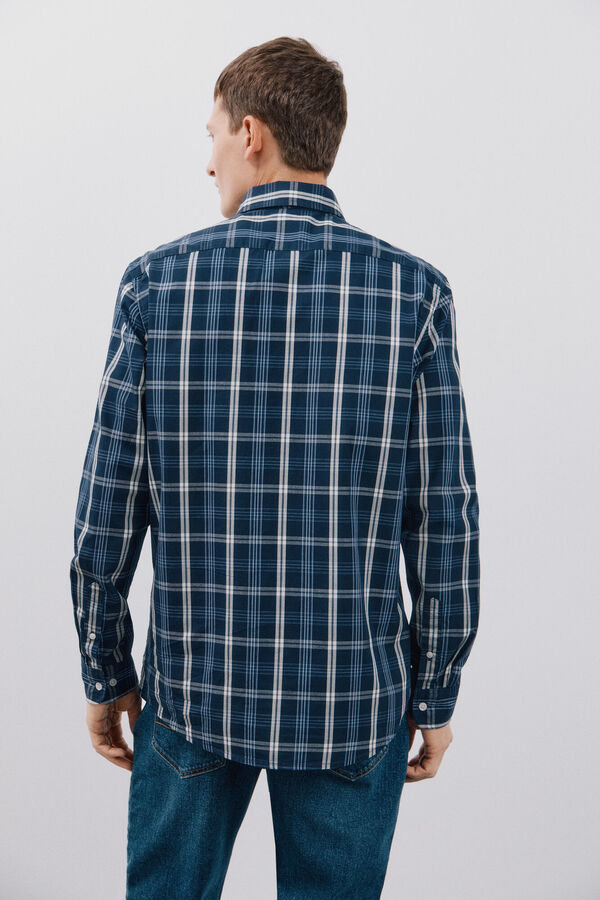 Cortefiel Camisa popelina xadrez Azul