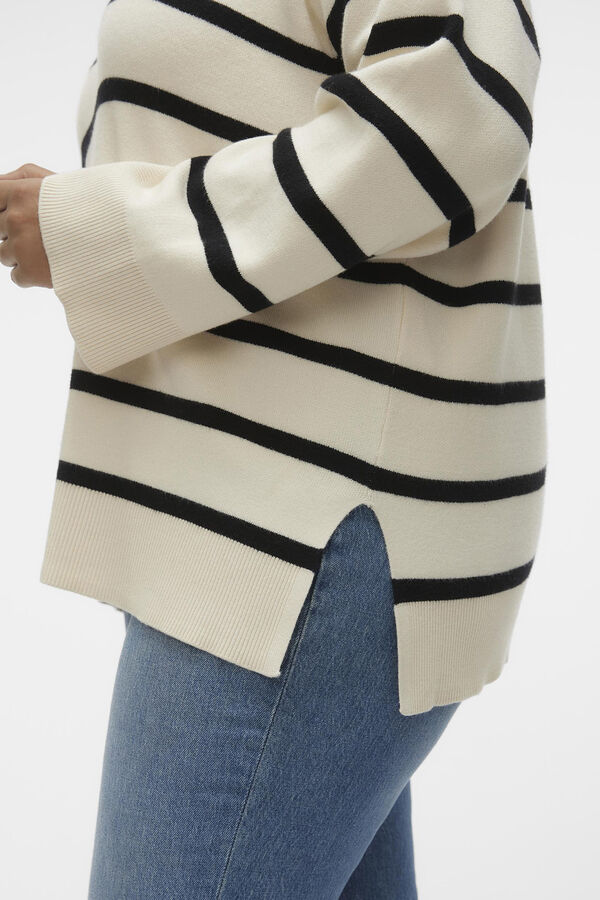 Vero Moda Curve Jersey de manga larga y cuello pico Curve Beige