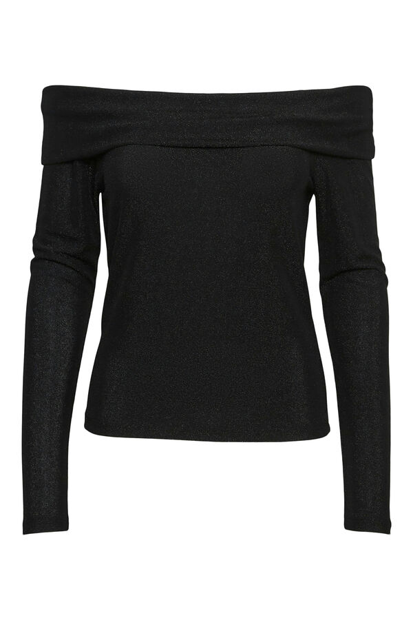 Vero Moda Blusa Lurex Bardot com gola Preto