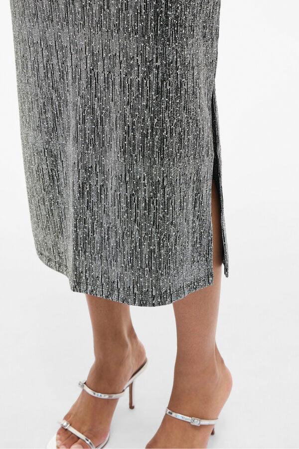 Vila Falda midi con glitter Gris