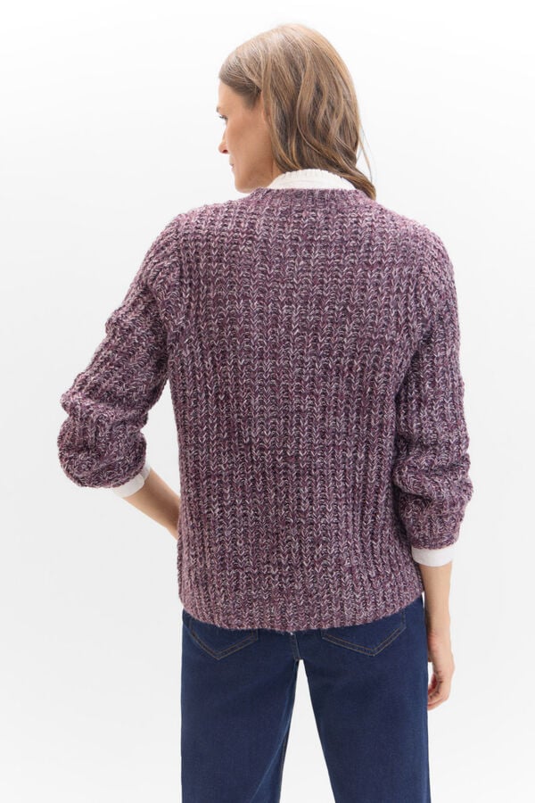 Cortefiel Su&eacute;ter de malha torcido Roxo