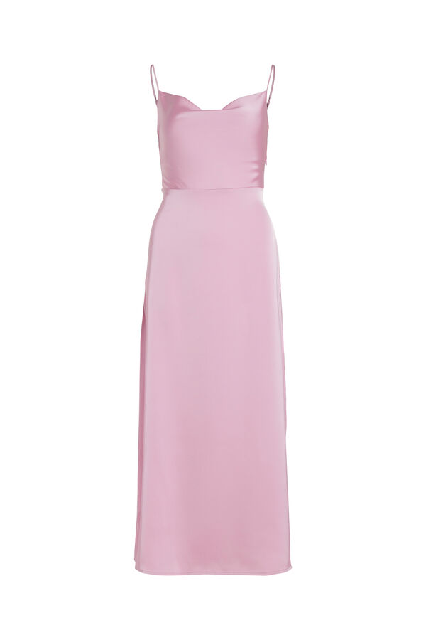 Vila Vestido largo satinado escote drapeado Lila