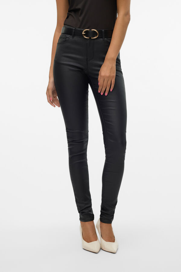 Vero Moda Pantal&oacute;n efecto encerado Negro