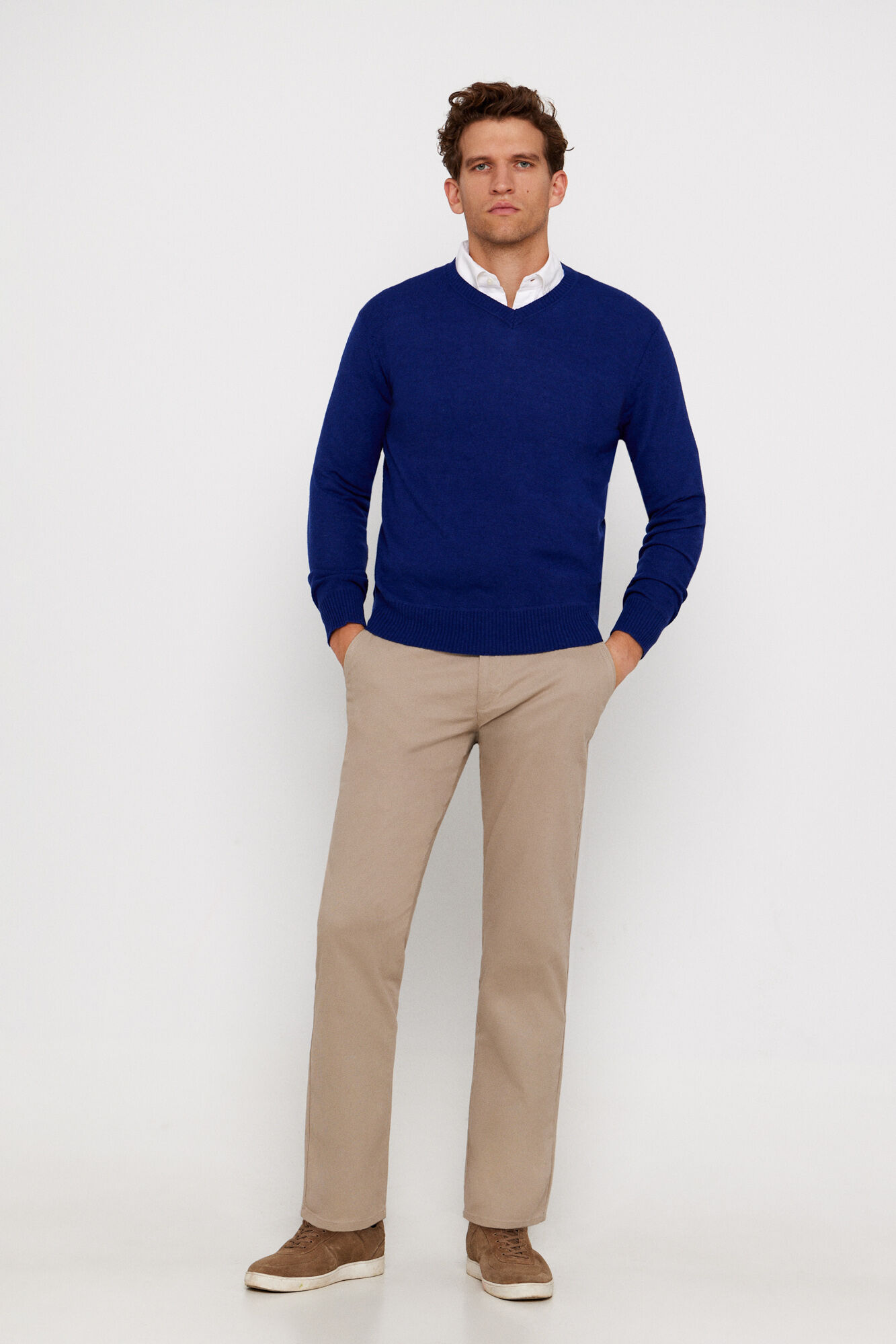 Cortefiel Camisola l&atilde; lambswool gola em bico