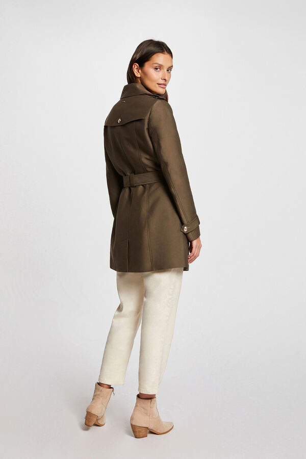 Morgan Gabardina larga con cremallera Kaki