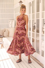 Jaase Vestido largo estampado Cannes Estampado granate