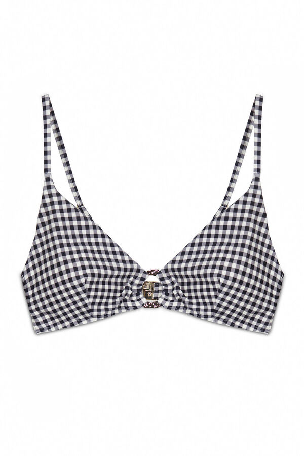 Cortefiel Top bikini anilla dorada Estampado gris
