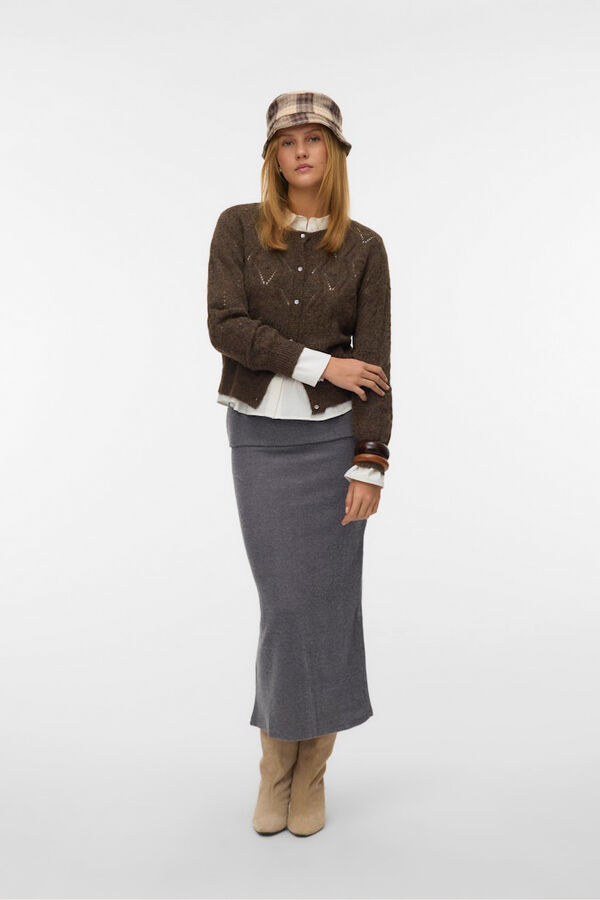 Vero Moda Malha midi de saia Cinzento