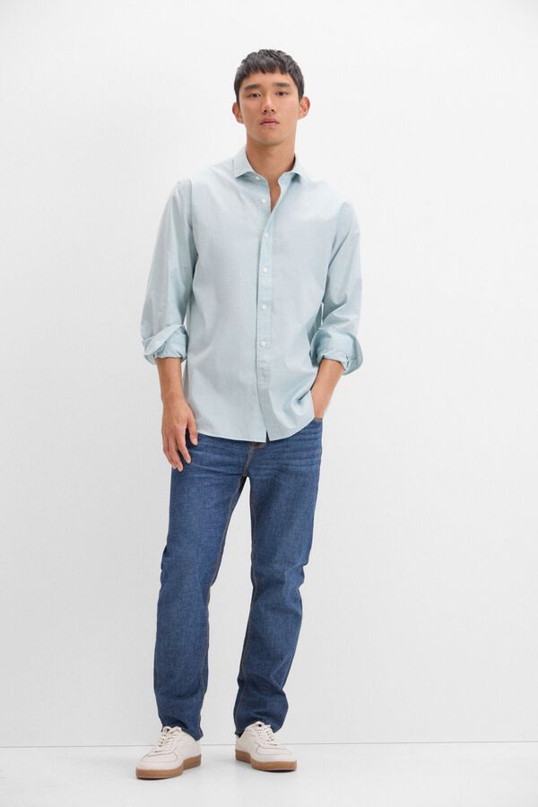 Cortefiel Camisa cuadros popel&iacute;n Kaki