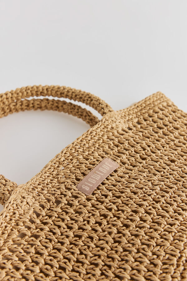 Slowlove Bolso mini de rafia Camel